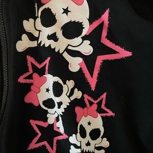 Black Hoodie with Pink & White Skull Star Print